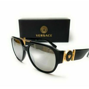 Versace Men's Black and Grey Phantos Sunglasses!